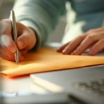 Male hand holding silver pen